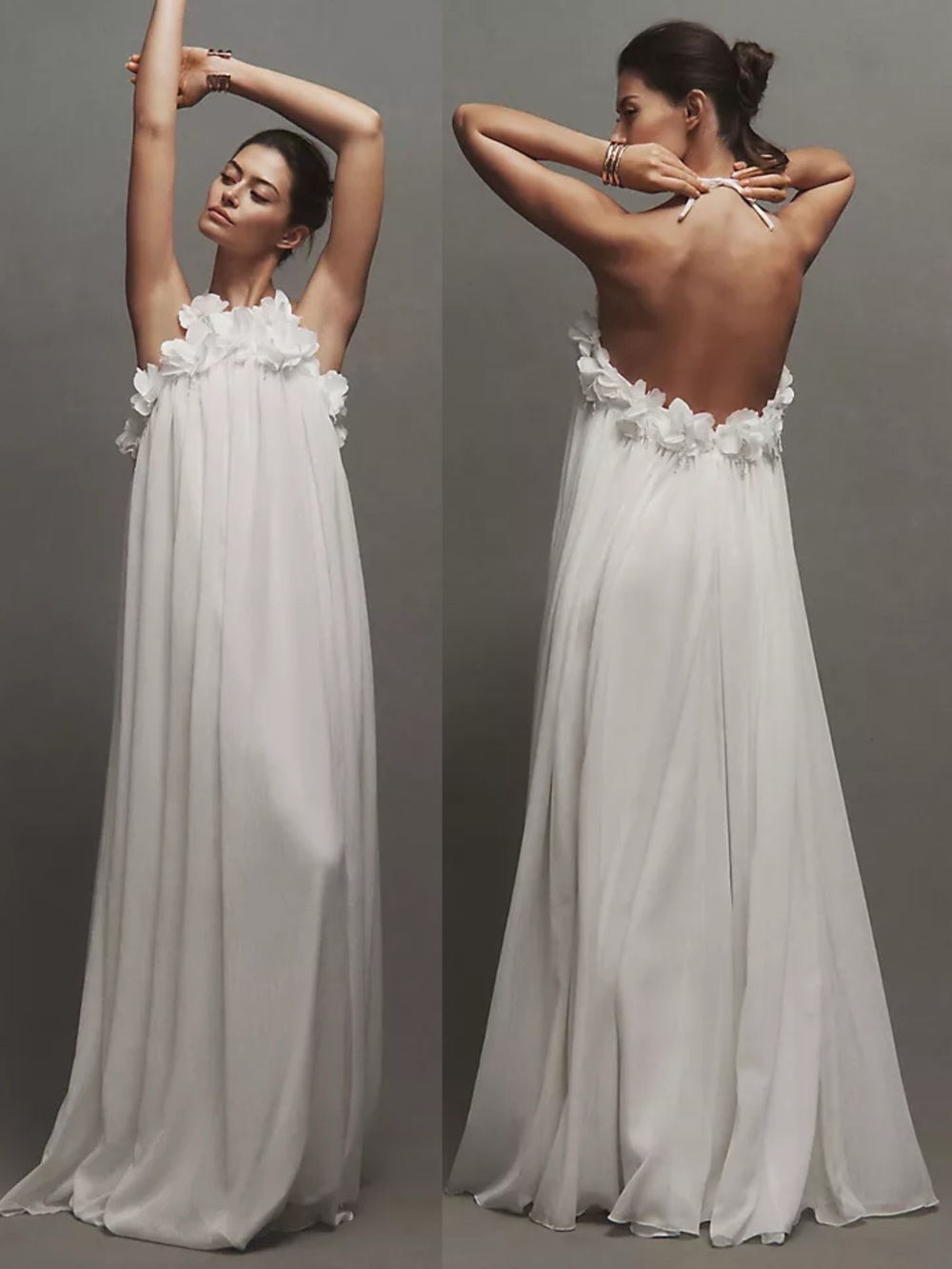 Patbo Maia 3D Floral Chiffon Bridal Gown NWT